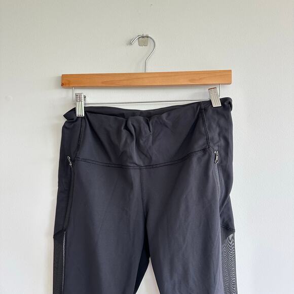 Lululemon Mesh Detail Zipper Pockets Cropped Leggings Black 10 - Picture 6 of 9